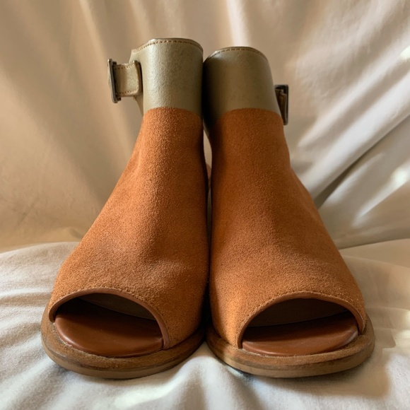 Kelsi Dagger 'Milton' suede leather open toe booties with stacked heels - Picture 3 of 11